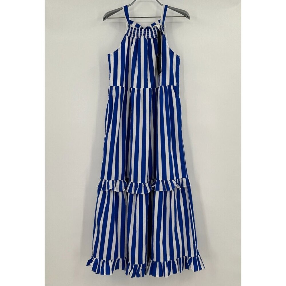 Pomander Place by Tuckernuck Blue Striped Avondale Tiered Halter Maxi Dress XS